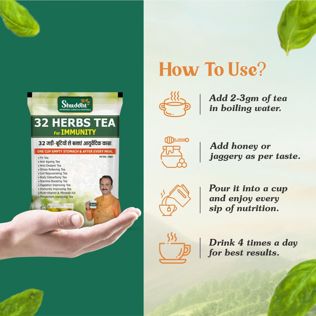 32 Herbs Tea | For Body Detox, Digestion, & Wellness, 30gm