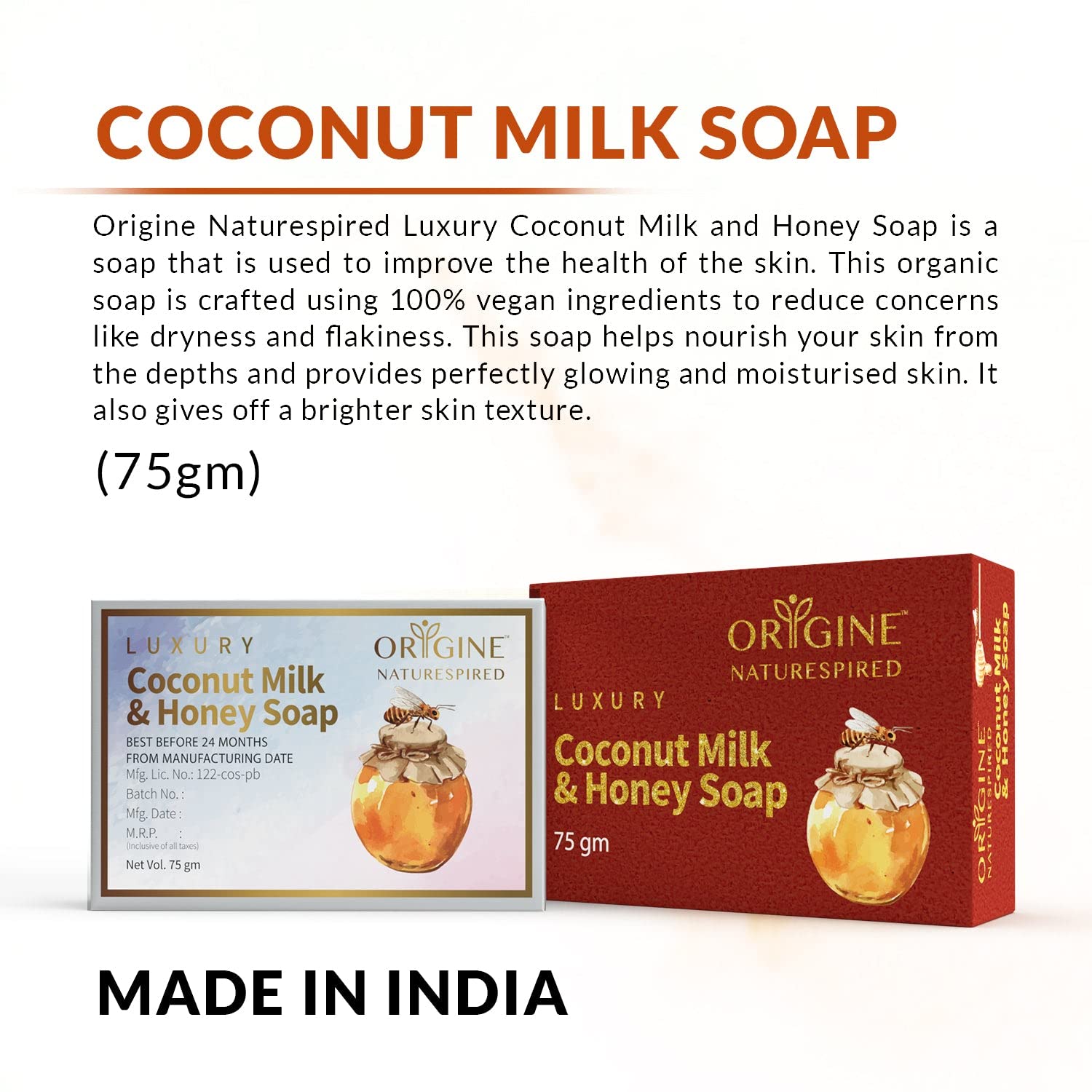 Coconut Milk & Honey Soap | For Deep Moisturizing Care Of Skin, 75gm (Pack of 3)