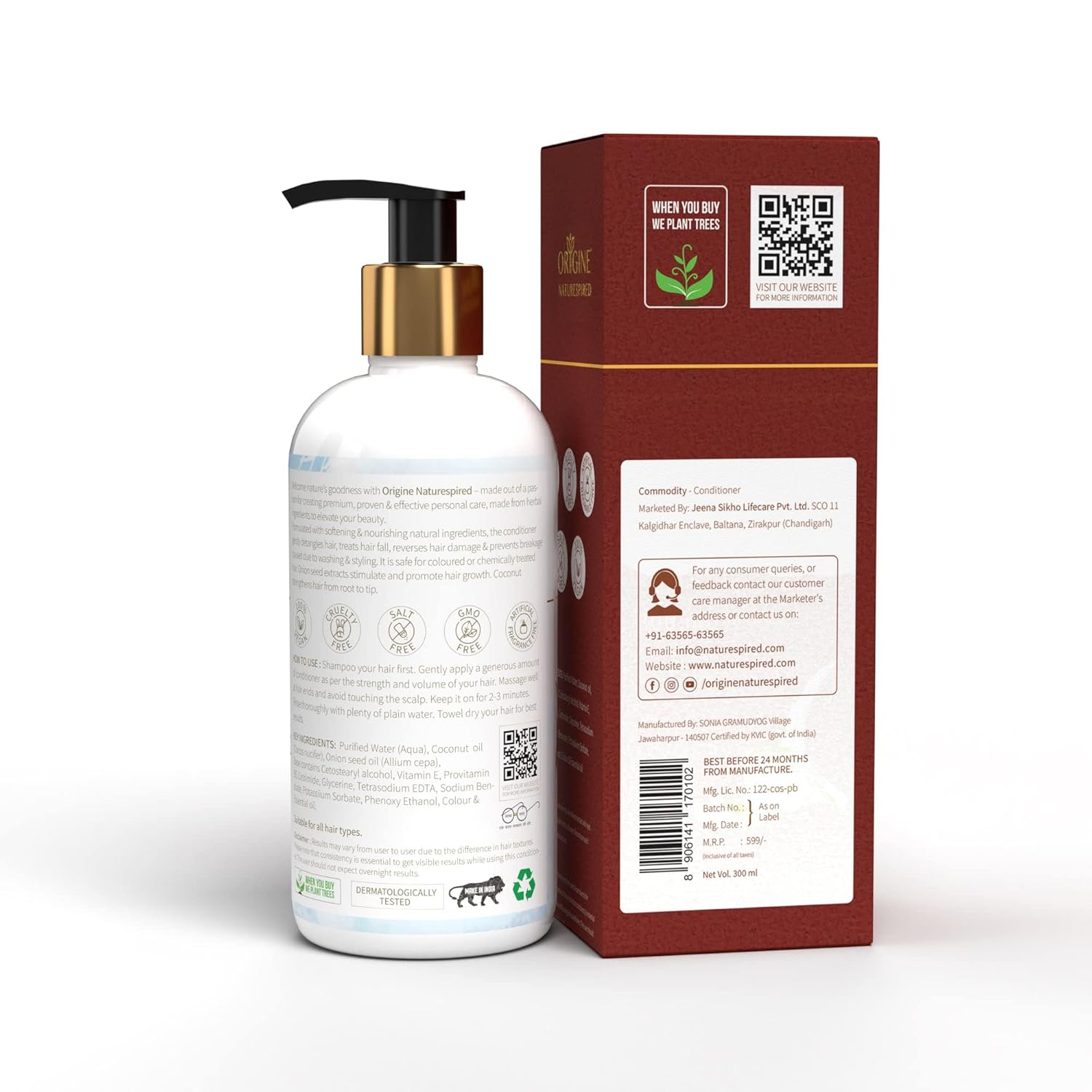 Origine Naturespired Neem Anti Dandruff Shampoo For Dry Scalp | No SLS & Paraben, 300ml