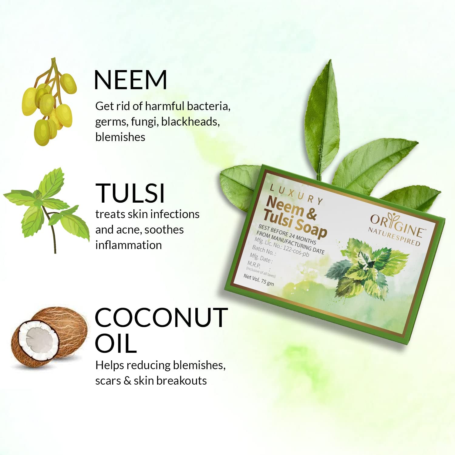 Neem & Tulsi Soap | For Refreshing And Glowing Skin , 75gm