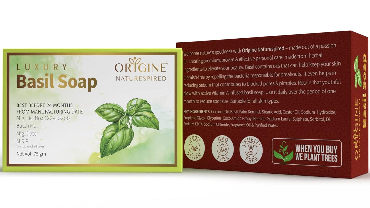Origine Naturespired Natural Handmade Almond Soap Bar | All Natural Ingredients- SLS & Paraben Free- 75 gm (Pack of 3)