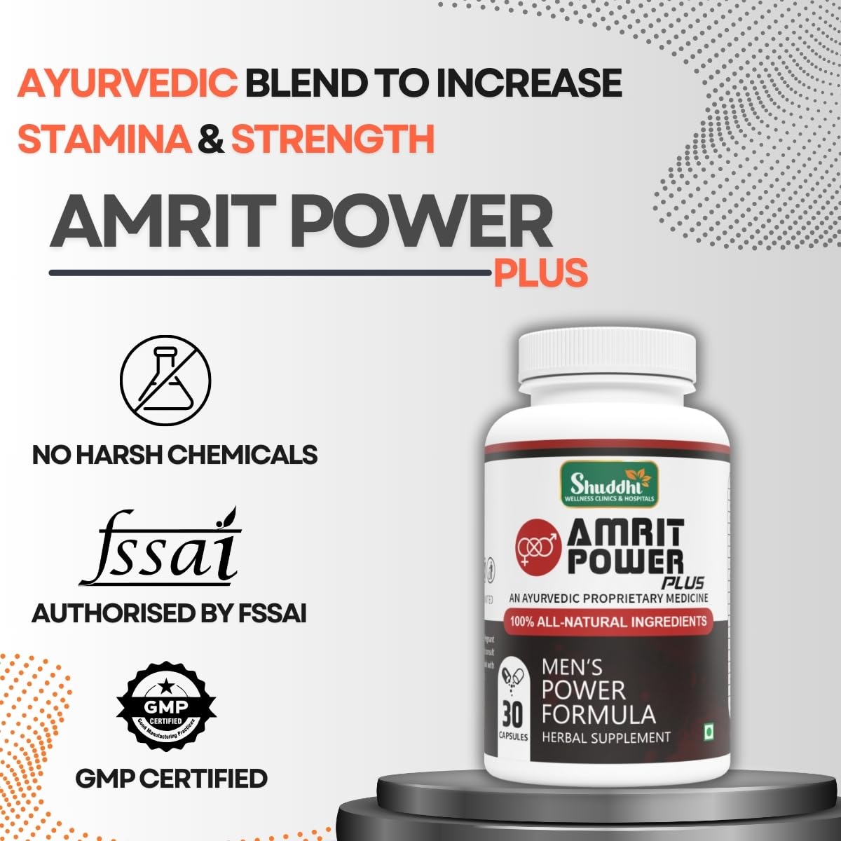 Amrit Power Plus | Increases Stamina & Strength In Men, 30 Capsules