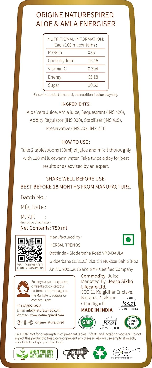 Aloe Amla Juice | For Immunity, Digestion & Detox, 750ml